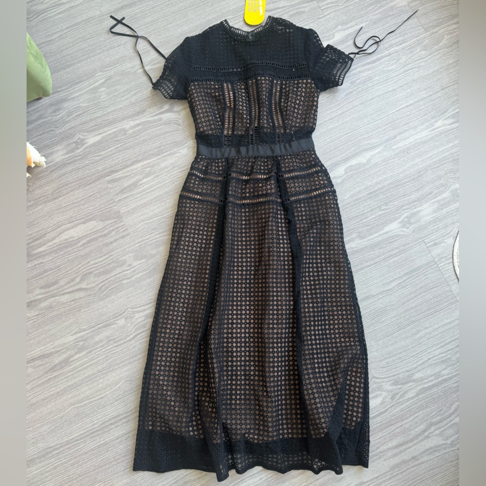 bnwt self portrait black midi dress sz xs